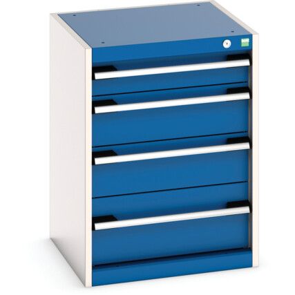 Cubio Drawer Cabinet, 4 Drawers, Blue/Light Grey, 700 x 525 x 525mm