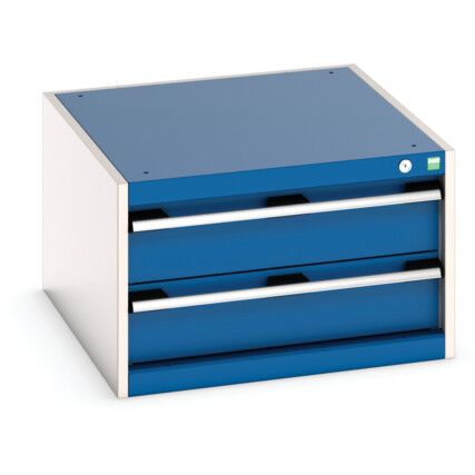 Cubio Drawer Cabinet, 2 Drawers, Blue/Light Grey, 400 x 650 x 750mm