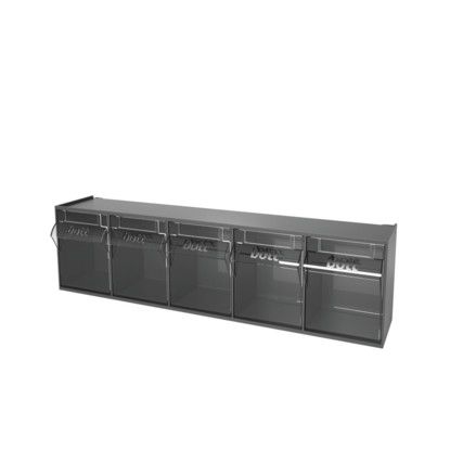 Tilt Storage Boxes, Plastic, Grey, 10 Compartments