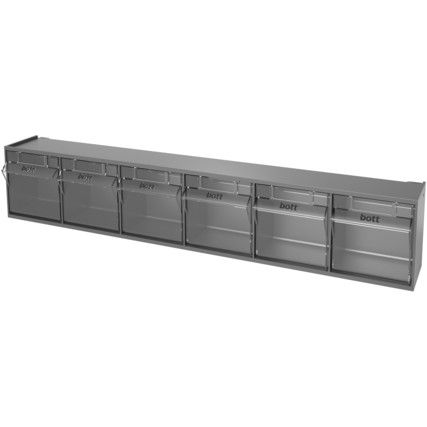 Perfo Tilt Box, Polypropylene, Grey/Transparent, 600x96x112mm, 18 Compartments