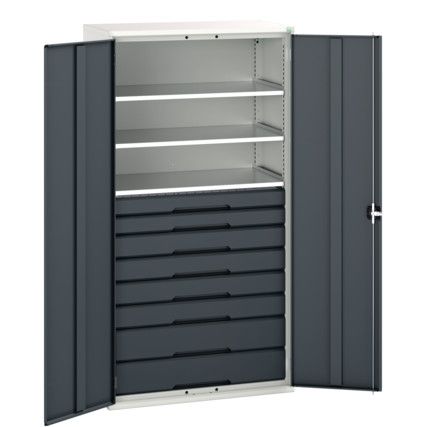 Verso Kitted Cupboard, 2 Doors, Anthracite Grey, 2000 x 1050 x 550mm