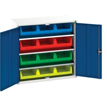Verso Parts Bin Cupboard, 2 Doors, Blue, 1000 x 1050 x 550mm