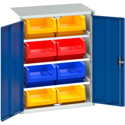 Verso Parts Bin Cupboard, 2 Doors, Blue, 1000 x 800 x 550mm