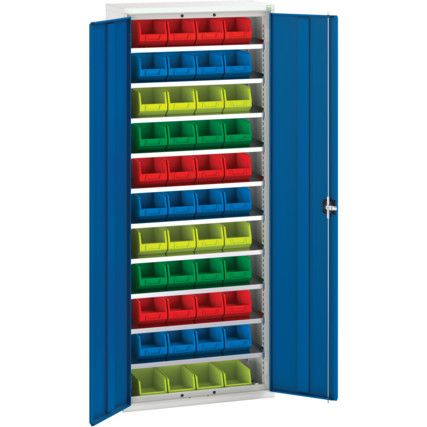 Verso Parts Bin Cupboard, 2 Doors, Blue, 2000 x 800 x 350mm