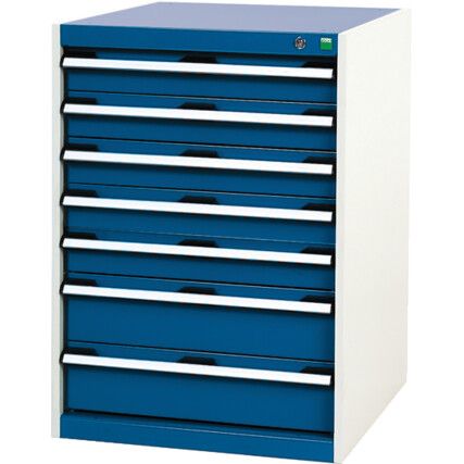 Cubio Drawer Cabinet, 7 Drawers, Blue/Light Grey, 900 x 650 x 650mm
