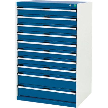 Cubio Drawer Cabinet, 10 Drawers, Blue/Light Grey, 1200 x 800 x 650mm