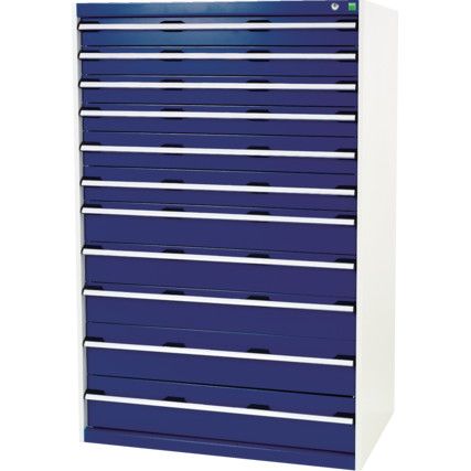 Cubio Drawer Cabinet, 11 Drawers, Blue/Light Grey, 1600 x 1050 x 750mm