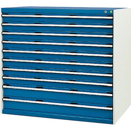Cubio Drawer Cabinet, 10 Drawers, Blue/Light Grey, 1300 x 1300 x 750mm