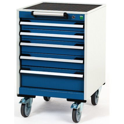 Cubio Mobile Storage Cabinet, 5 Drawers, Blue/Grey, 785 x 525 x 525mm