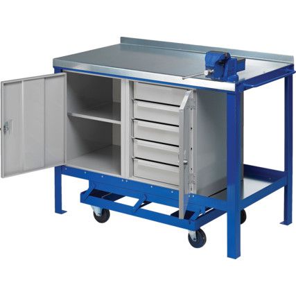 1500mmx750mm Mobile Workbench With Single Cupboard