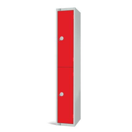 Compartment Locker, 2 Doors, Red, 1800 x 300 x 450mm