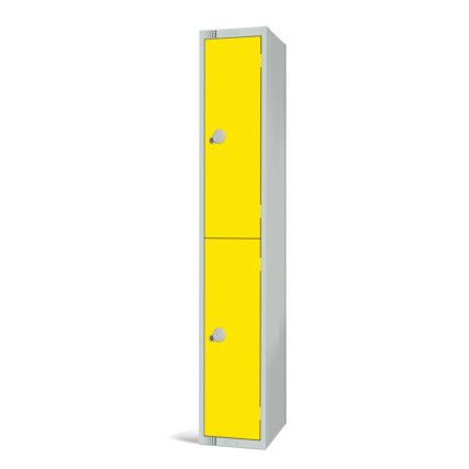 Compartment Locker, 2 Doors, Yellow, 1800 x 300 x 450mm
