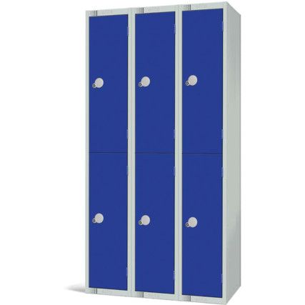 Compartment Locker, 2 Doors Each, Nest of 3, Blue, 1800 x 900 x 450mm