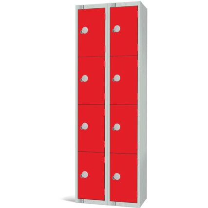 Compartment Locker, 8 Doors, Red, 1800 x 600 x 300mm, Nest of 2
