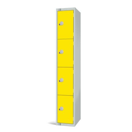Compartment Locker, 4 Doors, Yellow, 1800 x 300 x 450mm