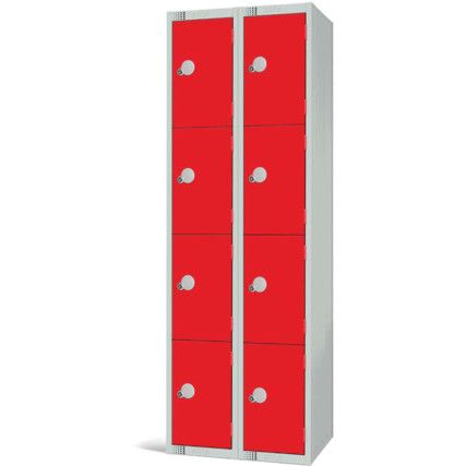 Compartment Locker, 8 Doors, Red, 1800 x 600 x 450mm, Nest of 2
