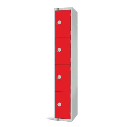 Compartment Locker, 4 Doors, Red, 1800 x 450 x 450mm