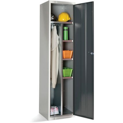 Workwear Locker, Single Door, Dark Grey, 1800 x 450 x 450mm