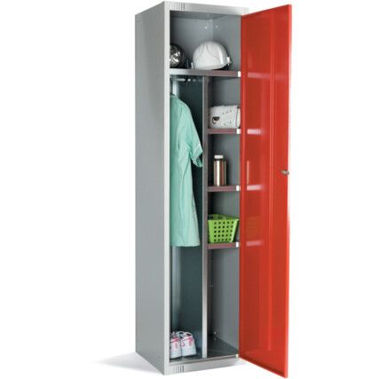 Workwear Locker, Single Door, Red, 1800 x 450 x 450mm