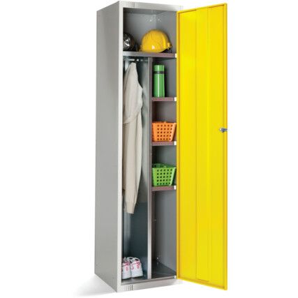 Workwear Locker, Single Door, Yellow, 1800 x 450 x 450mm