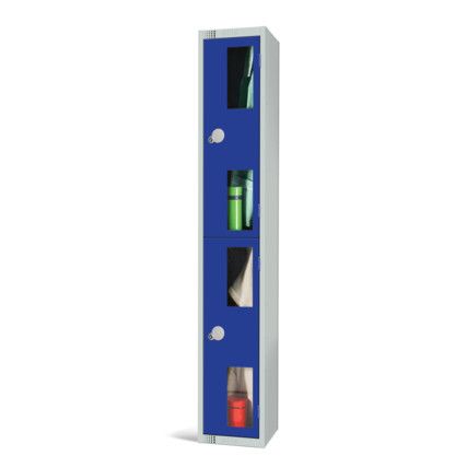Vision Panel Locker, 2 Doors, Blue, 1800 x 300 x 300mm