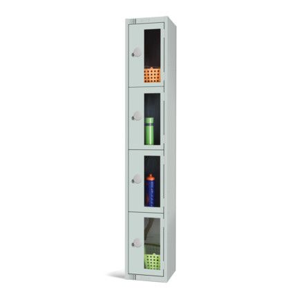 Vision Panel Locker, 4 Doors, Mid Grey, 1800 x 300 x 300mm