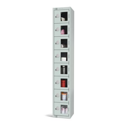 Vision Panel Locker, 8 Doors, Mid Grey, 1800 x 300 x 300mm