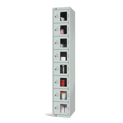 Vision Panel Locker, 8 Doors, Mid Grey, 1800 x 300 x 450mm