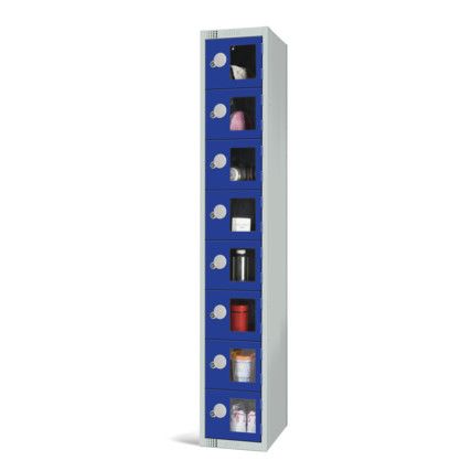 Vision Panel Locker, 8 Doors, Blue, 1800 x 300 x 450mm