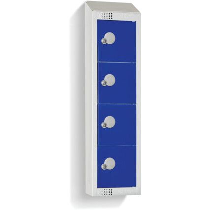 Personal Effects Locker, 4 Doors, Blue, 990 x 250 x 160mm, Sloped Top