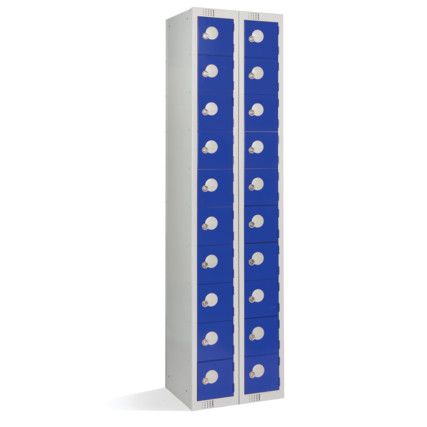 Personal Effects Locker, 20 Doors, Blue, 1800 x 450 x 380mm