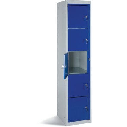 Workwear Locker, 5 Doors, Blue, 1830 x 381 x 457mm