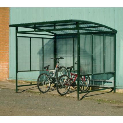 Bike Shelter, Steel/Polycarbonate, Green, 2580 x 2430 x 2230mm, 7 Bike Capacity