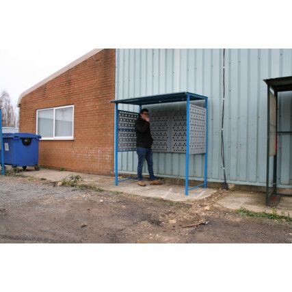 Smoking Shelter, Steel, Blue, 1980 x 1250 x 2040mm