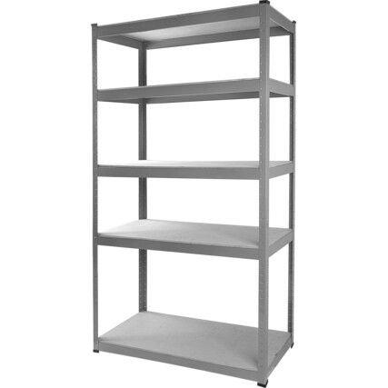 Standard Duty Shelving, 5 Shelves, 100kg Shelf Capacity, 1830mm x 1010mm x 400mm, Grey