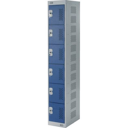Charging Locker, 6 Compartments, Blue, 1800 x 300 x 300mm