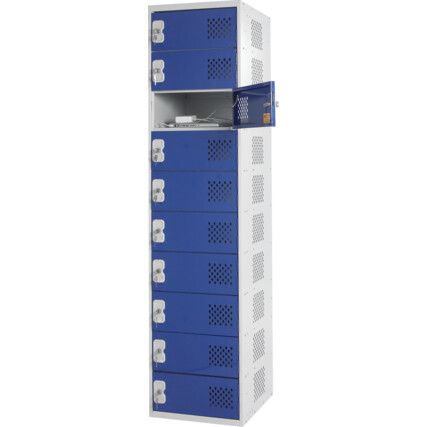 Charging Locker, 10 Compartments, Blue, 1800 x 450 x 450mm