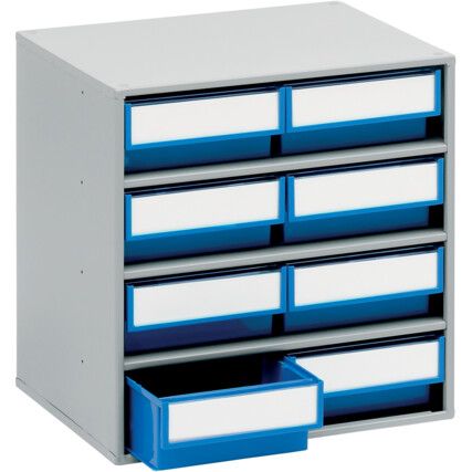 Storage Cabinets, Polypropylene, Grey/Blue, 400x300x395mm, 8 Drawers