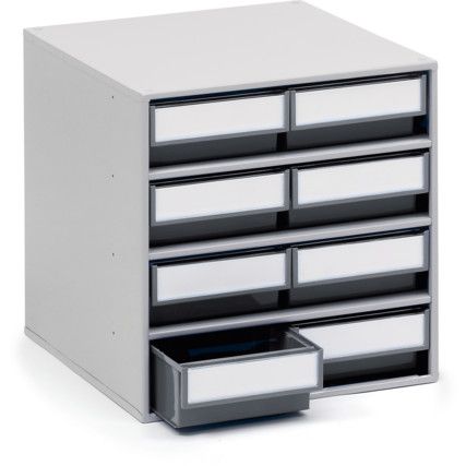 Storage Cabinets, Polypropylene, Grey, 400x400x395mm, 8 Drawers