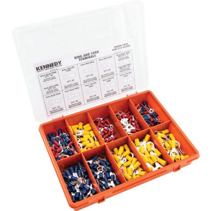 TERMINALS/RINGS/FORKS RED /BLUE/YELLOW KIT 240-PCE