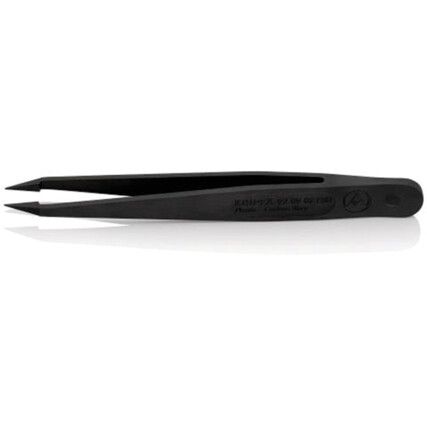 92 09 02 ESD Plastic Tweezers, Black, 115mm