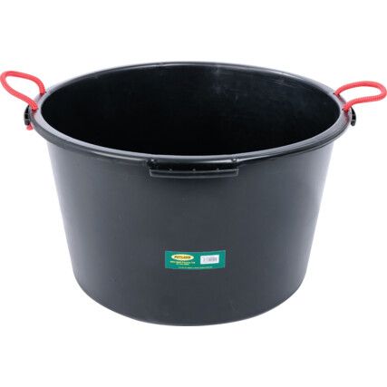 Black Plastic Flexible Bucket, Rope Handle, 90 Ltr