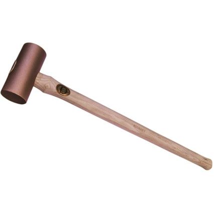ROUND SOLID COPPER MALLET - WOOD HANDLE