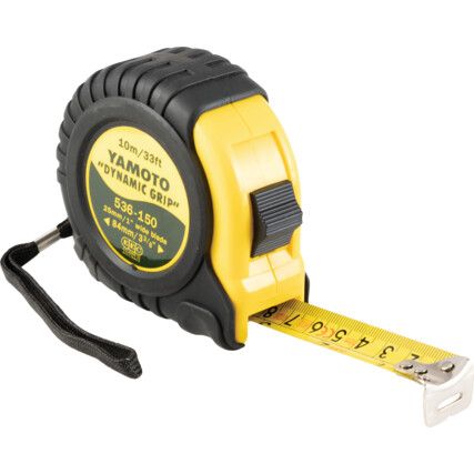 Dynamic Grip, 10m / 33ft, Heavy Duty Tape Measure, Metric and Imperial, Class II