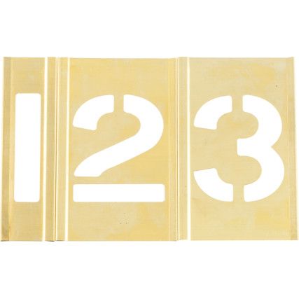 Numbers 0 to 9, Brass, Stencil, 50mm, Set of 10