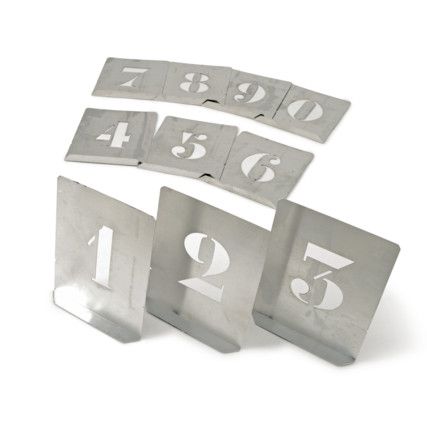 Numbers 0 to 9, Steel, Stencil, 80mm Character Height, Set of 10
