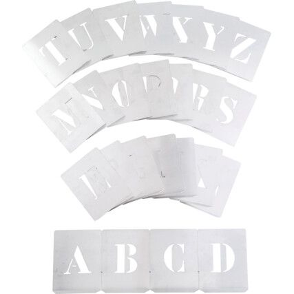 A to Z, Steel, Stencil, 100mm Character Height, Set of 26