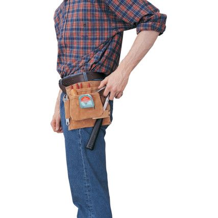 Tool Belt, Leather, Brown, 5 Pockets, 210 x 220mm