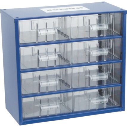 Drawer Cabinet, Steel/Polypropylene, Blue/Transparent, 306x155x282mm, 8 Drawers