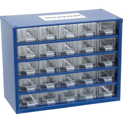 Drawer Cabinet, Steel/Polypropylene, Blue/Transparent, 306x155x282mm, 25 Drawers